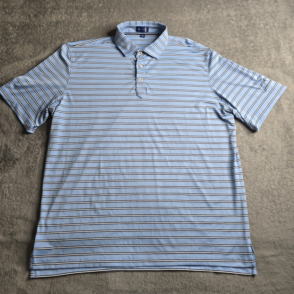 Stitch Golf Polo Mens XL Blue Striped Short Sleeve Performance Golf Anthem C.C.